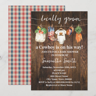 Invitation Baby-Shower Western de Bébé Patriote Natif