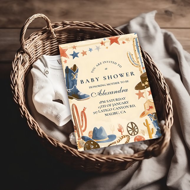 Invitation Baby-Shower Western Neutre Cowboy (Créateur téléchargé)