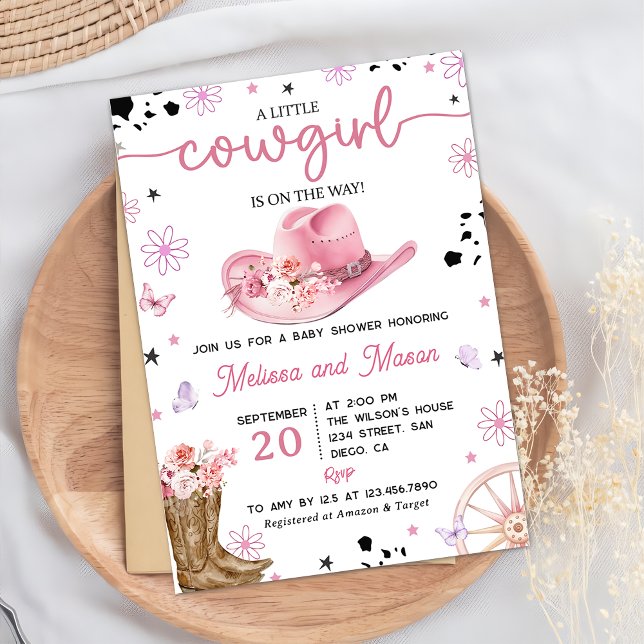 Invitation Baby shower Western Pink Cowgirl Rodeo Ranch (Créateur téléchargé)