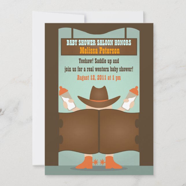 Invitation Baby shower Western Saloon (Devant)