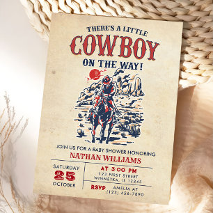Invitation Baby shower Western Vintage Desert Cowboy