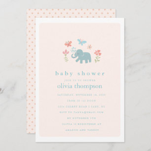 Invitation Baby shower Whimsical Baby Elephant