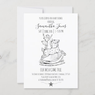 Invitation Baby shower Whimsical Bébé noir sur blanc