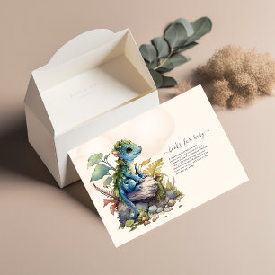 Invitation Baby shower Whimsical Blue Turquoise Dragon