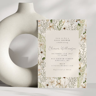Invitation Baby shower Whimsical Boho Green Foliage