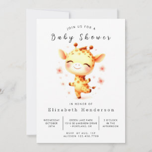 Invitation Baby shower Whimsical Custom Giraffe