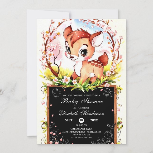 Invitation Baby shower Whimsical de cerfs colorés (Devant)
