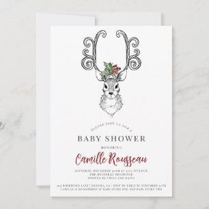 Invitation Baby shower Whimsical d'hiver