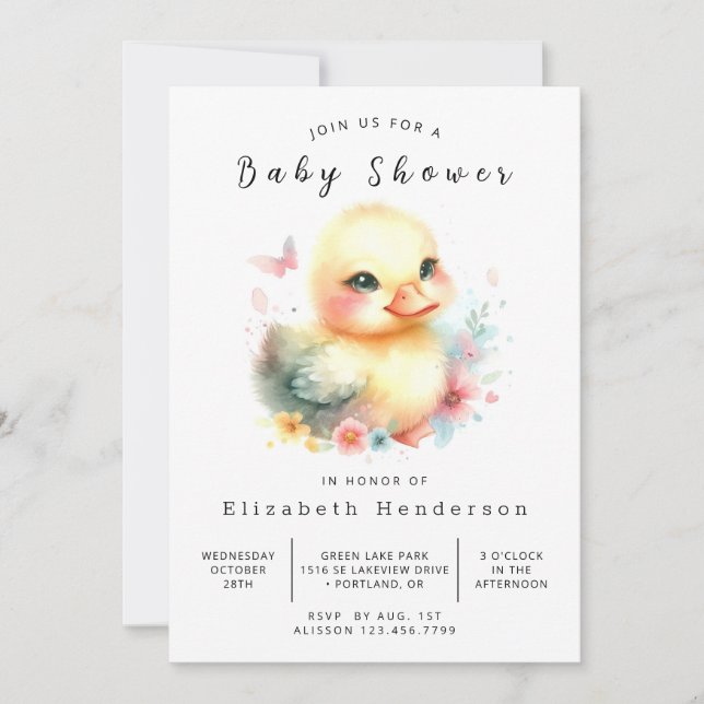 Invitation Baby shower Whimsical en ligne Canard (Devant)