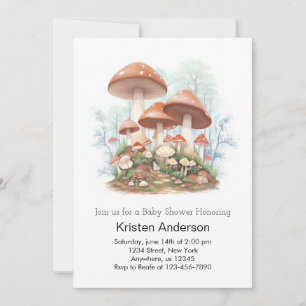 Invitation Baby shower Whimsical Enchanted Champignons