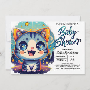 Invitation Baby shower Whimsical Enchanted Kitty
