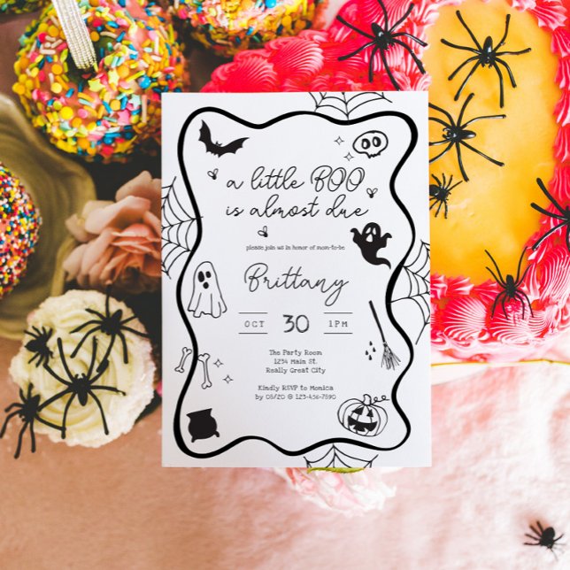 Invitation Baby shower Whimsical Halloween Scribble (Doodle Halloween Baby Shower Invite)