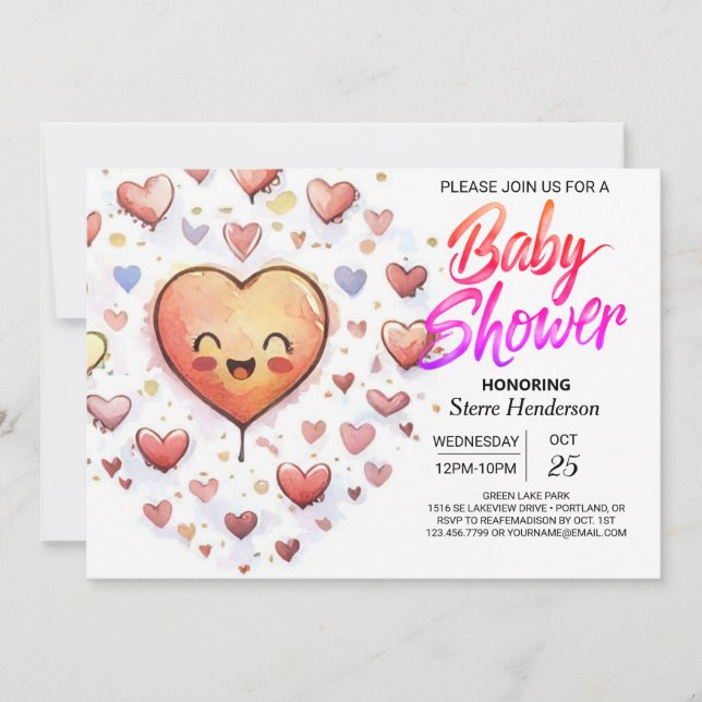 Invitation Baby shower Whimsical Little Cutie Boho (Devant)