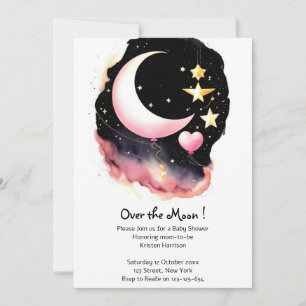 Invitation Baby shower Whimsical Moon & Stars Watercolor
