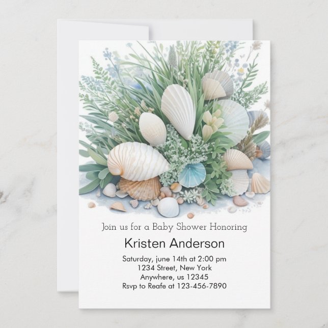Invitation Baby shower Whimsical Ocean Boho (Devant)