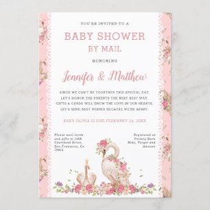 Invitation Baby shower Whimsical Par Courrier Fairy Tale Swan
