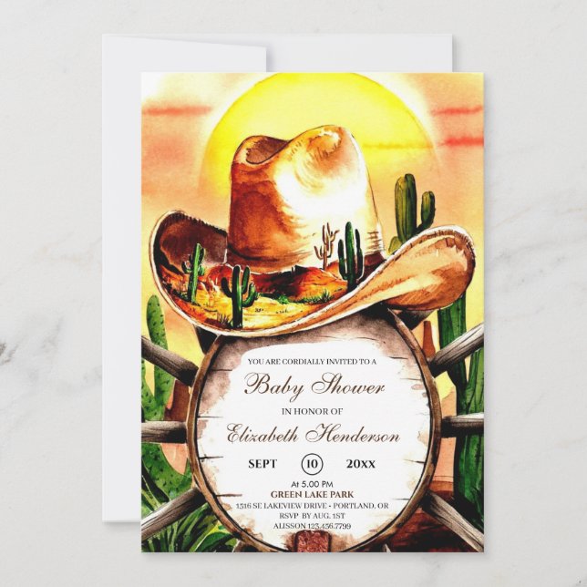 Invitation Baby shower Whimsical Pastel Cowboy personnalisé (Devant)