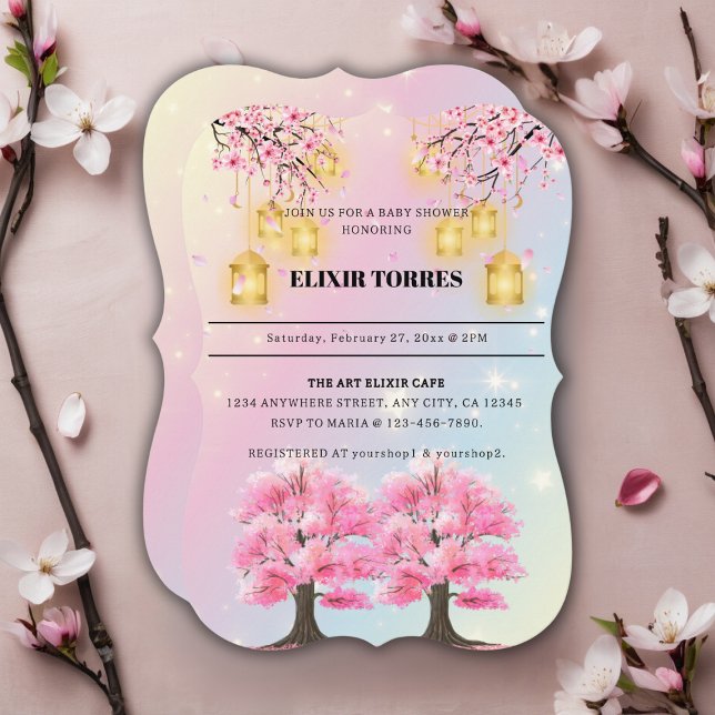 Invitation Baby shower Whimsical Sakura Cherry Blossom Tree (Créateur téléchargé)