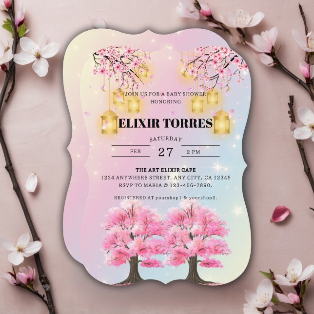 Invitation Baby shower Whimsical Sakura Cherry Blossom Tree (Créateur téléchargé)