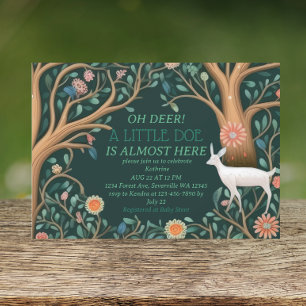 Invitation Baby shower Whimsical White Deer Woodland