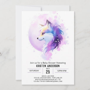 Invitation Baby shower Whimsical Woodland Wolf