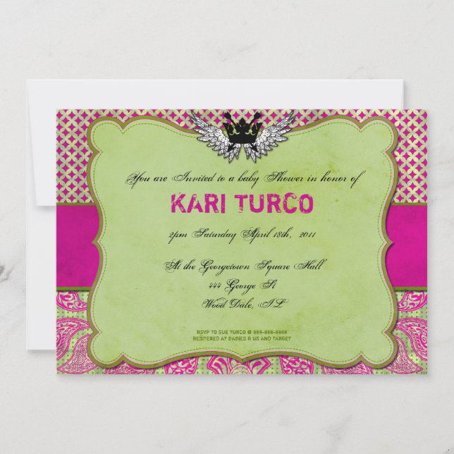 Invitation Baby shower Whimsically Urban & Hip! (Devant)