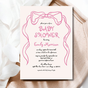 Invitation Baby shower Whimsky Quirky Rose Bow