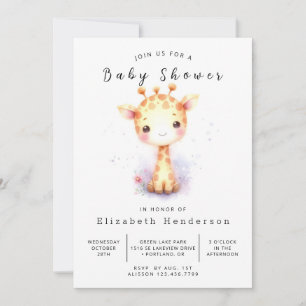 Invitation Baby shower Whimsy Digital Giraffe