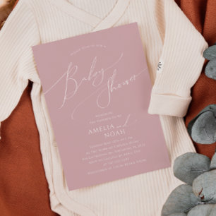 Invitation Baby shower Whimsy Dusty Rose Couples