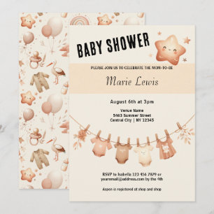Invitation Baby shower Whimsy mignon - Vêtements Ligne Invita