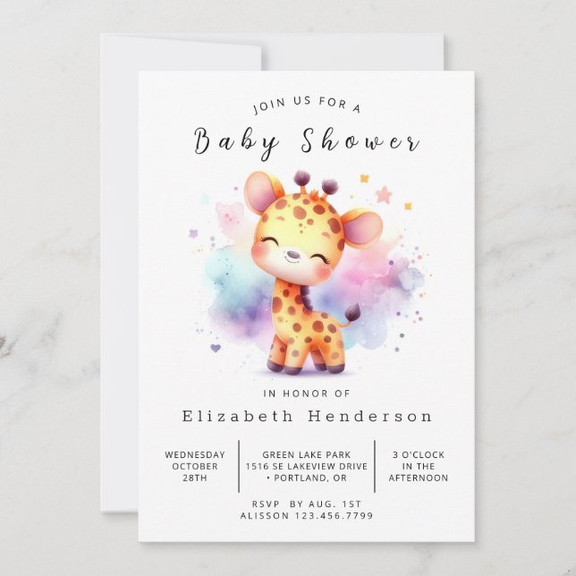 Invitation Baby shower Whimsy Online Giraffe (Devant)