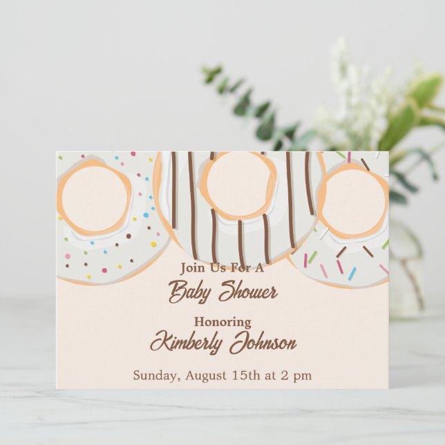 Invitation Baby Shower White Donut Delight (Debout devant)