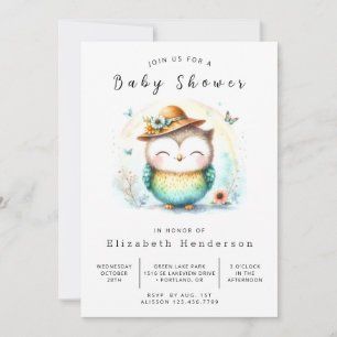 Invitation Baby shower Wild Digital Owl