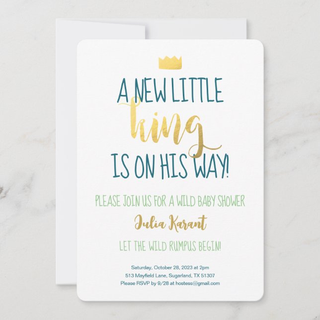 Invitation Baby shower Wild One Boy (Devant)