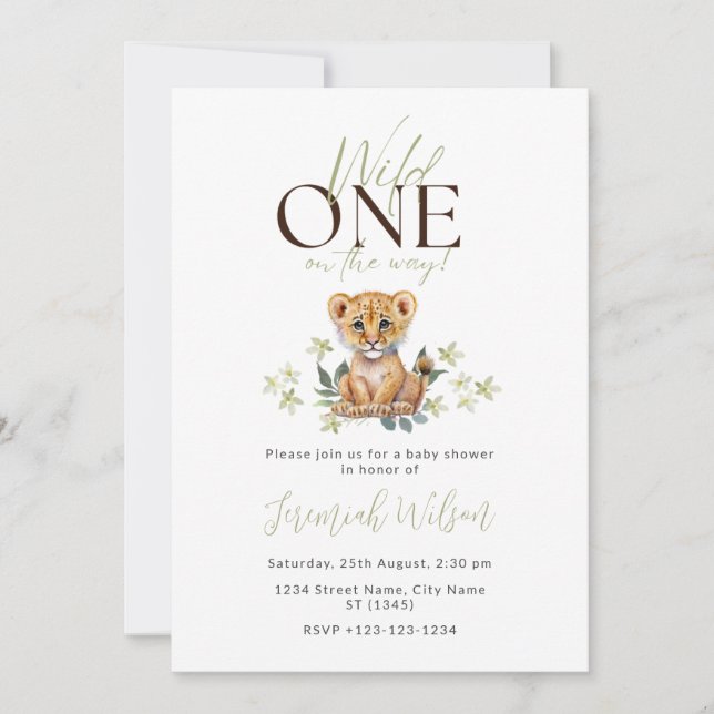 Invitation Baby shower Wild One Genre Neutre Cub (Devant)