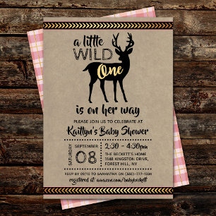 Invitation Baby shower Wild One Girls