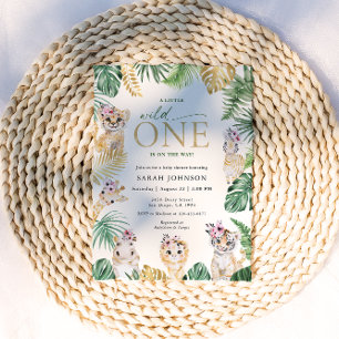 Invitation Baby shower Wild One Jungle Safari Animaux