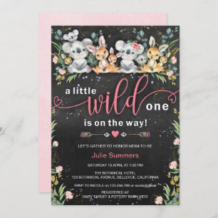 Invitation Baby shower Wild One rose Koala Kangaroo