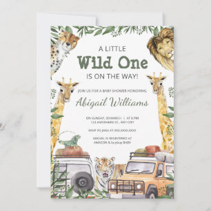 Invitation Baby shower Wild One Safari Animaux