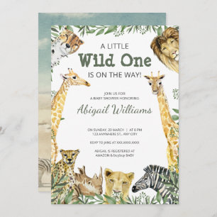 Invitation Baby shower Wild One Safari Animaux