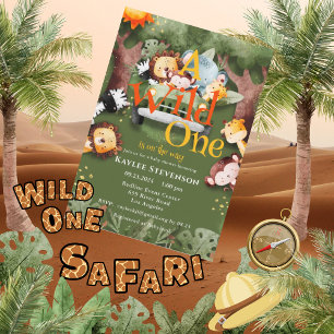 Invitation Baby shower Wild One Safari Animaux