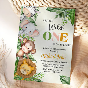 Invitation Baby shower Wild One Safari Animaux