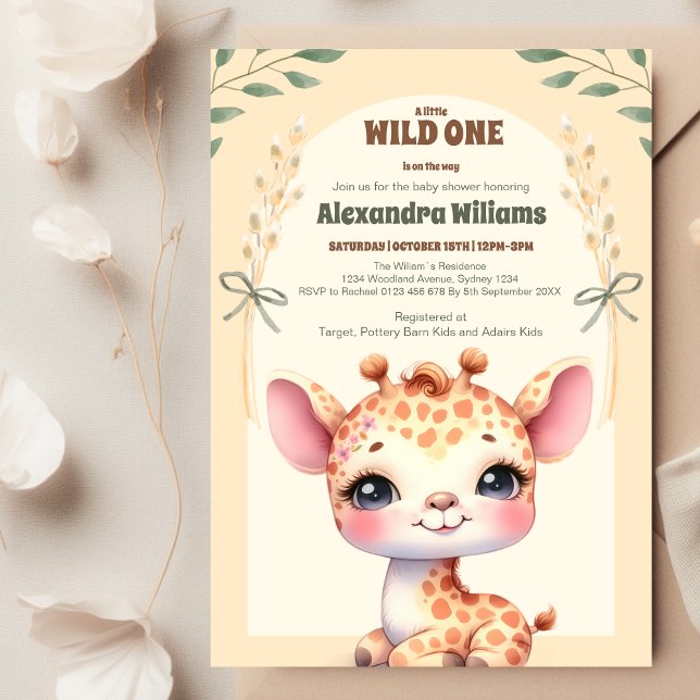 Invitation Baby shower Wild One Safari Giraffe (Créateur téléchargé)