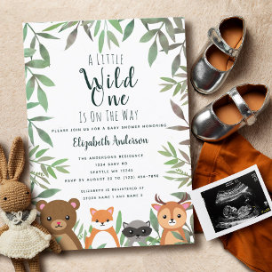 Invitation Baby shower Wild One Woodland