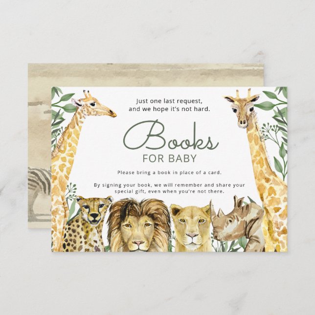 Invitation Baby shower Wild Safari Animaux Demande de réserva (Devant / Derrière)