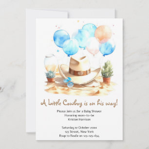 Invitation Baby shower Wild West Watercolor Cowboy