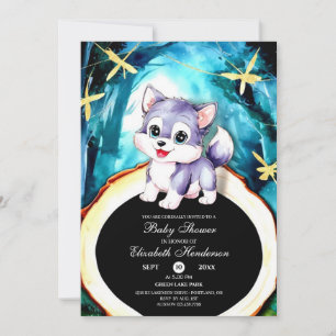 Invitation Baby shower Wolf aquarelle personnalisé
