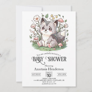 Invitation Baby shower Wolf mignon