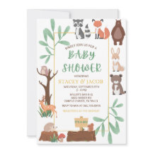 Invitation baby shower Woodland