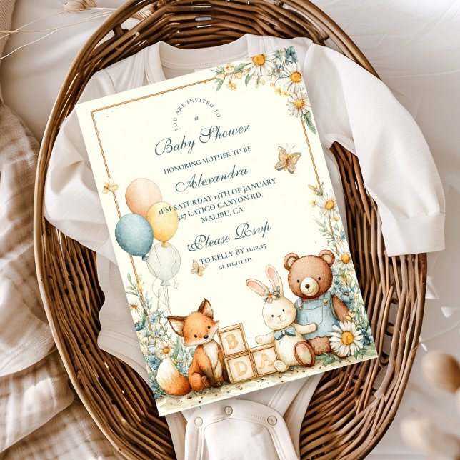 Invitation Baby shower Woodland Baby Friends (Créateur téléchargé)